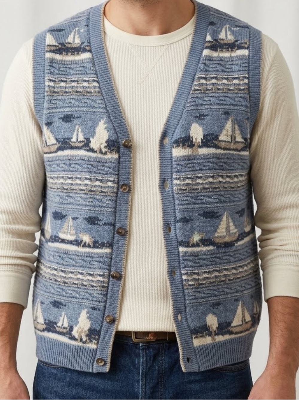 Vintage Northern Reflections Vest Sailboats Size Small
